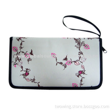 Passport holder, 600D polyester fabric, PP webbing loop for handle, flower print